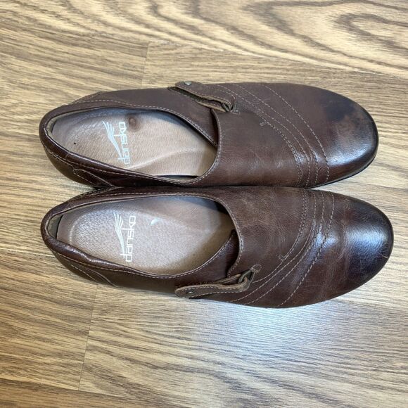 Dansko Womens 38 7.5 8 Franny Loafer Slip On Shoes Burnished Leather Adjustable - Picture 10 of 11